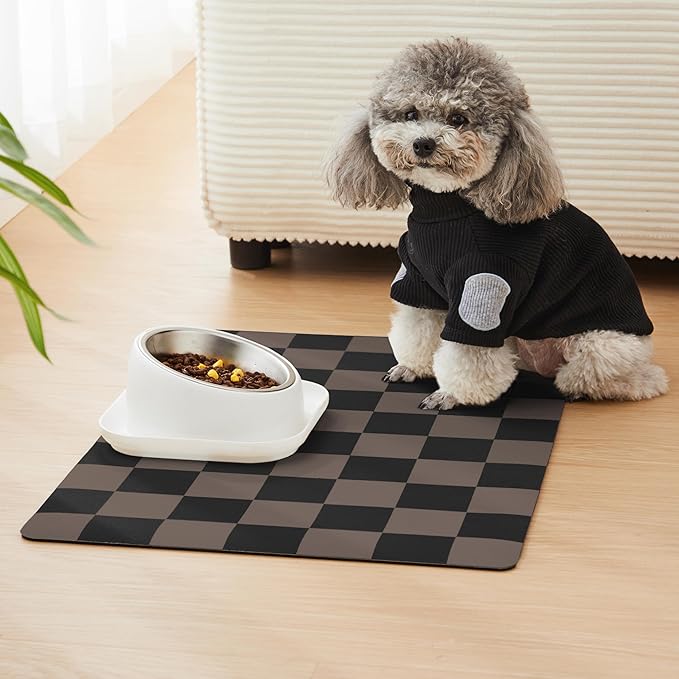 Checkered Dog Feeding Mat, Absorbent Mats - Image 3