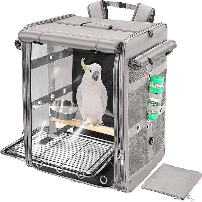 Bird Carrier Travel Cage, Cockatoo Carrier, Parrot Travel Backpack by Suertree