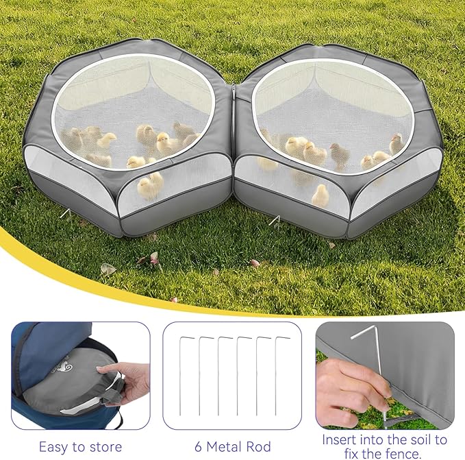 Pawaboo Small Animals Playpen, Portable Chicken Coop Run Large Chick Brooder - Image 4