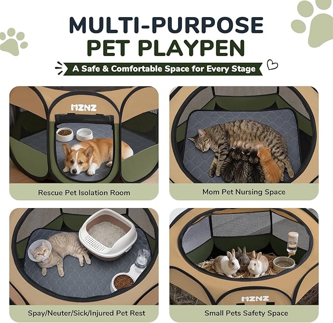 Dog Cat Playpen with Pee Pad, Portable Puppy Pet Crate Indoors - Image 3