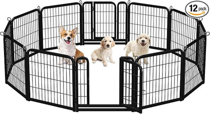 Yaheetech Dog Playpen Outdoor 24 inch 12 Panels Indoor Dog Fence Metal Dog Pen by Unknown