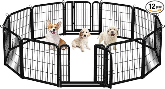 Yaheetech Dog Playpen Outdoor 24 inch 12 Panels Indoor Dog Fence Metal Dog Pen by Unknown
