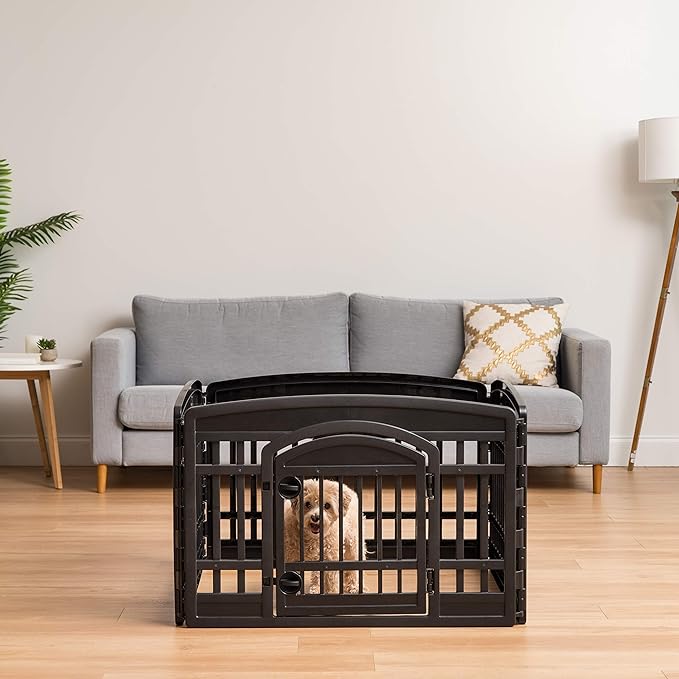IRIS USA Dog Playpen with Door, 24” 4 Panel Pet Exercise Pen – Indoor Outdoor - Image 10
