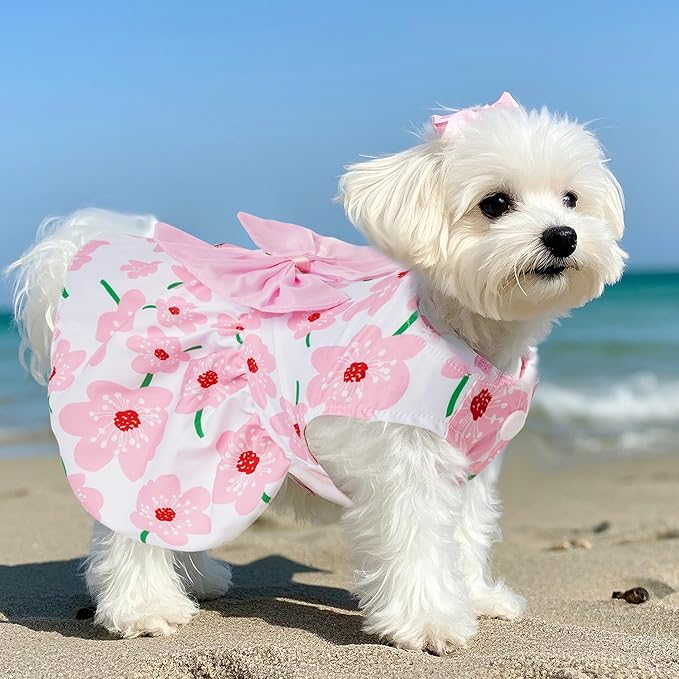 choyaxo Floral Dog Dress Cute Dog Skirt Pet Dress Summer Pet Clothes - Image 4