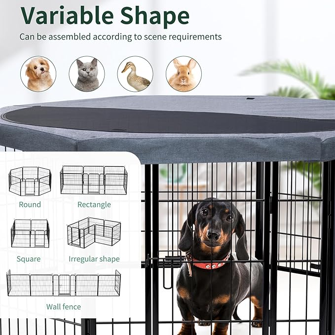 PETIME Dog Playpen, Metal Exercise Puppy Pen Heavy Duty Kennels Yard Fence - Image 6