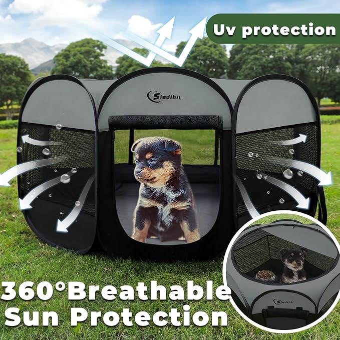 Siedihit Dark Grey Dog Cat Playpen, Puppy Pet Playpen, Small Dogs Tent Crates - Image 6