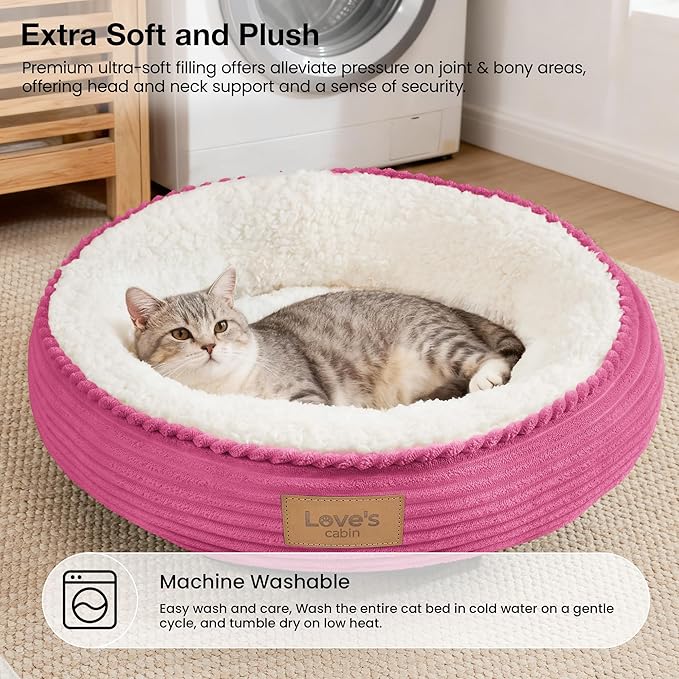 Love's cabin Round Donut Cat and Dog Cushion Bed, 20in Pet Bed - Image 7