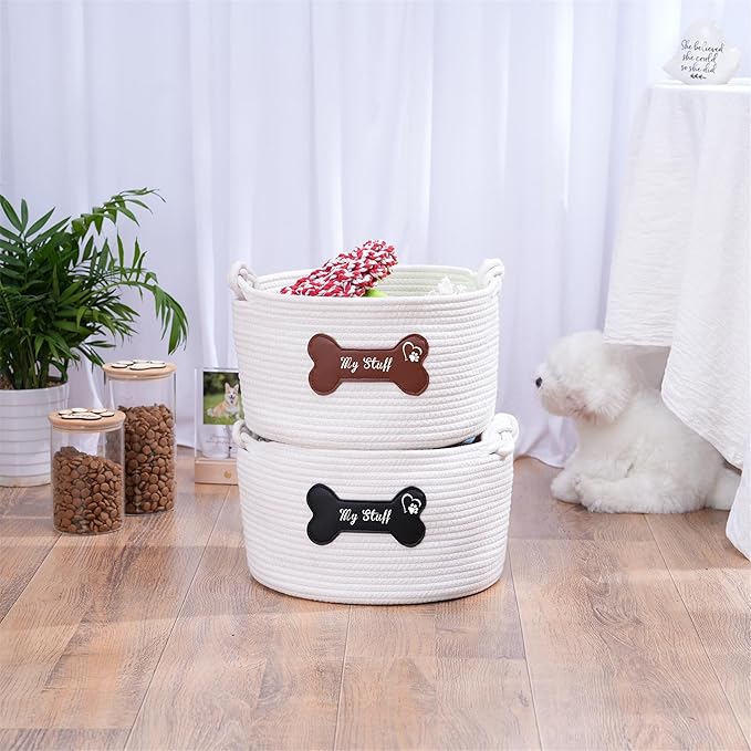 JUPPE Pet Dog Basket with Personalized Name, Dog Toys Storage Organizer Custom - Image 7