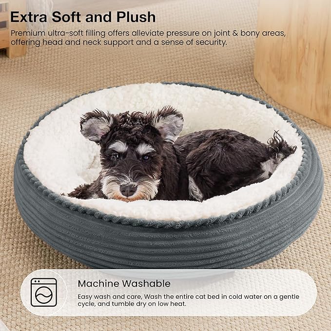 Love's cabin Round Donut Cat and Dog Cushion Bed, 24in Pet Bed - Image 7