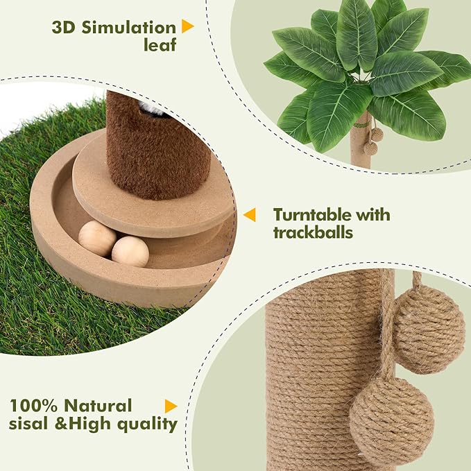 Woochpet Cat Scratching Post 35'' Tall Cat Scratcher Tree Tower Scratching Posts - Image 3