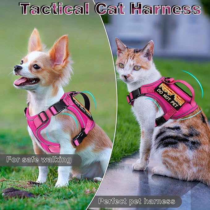Tactical Cat Harness for Walking, Adjustable Escape Proof Pet Vest for Large Cat - Image 3
