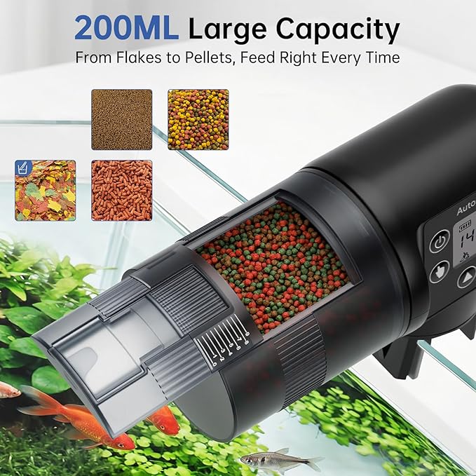 AQQA Automatic Fish Feeder for Aquarium, 200ML Large Capacity Fish Food - Image 4