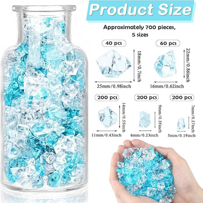 Fake Ice Cubes - 700Pcs 5 Size Blue Clear Acrylic Ice - Image 2