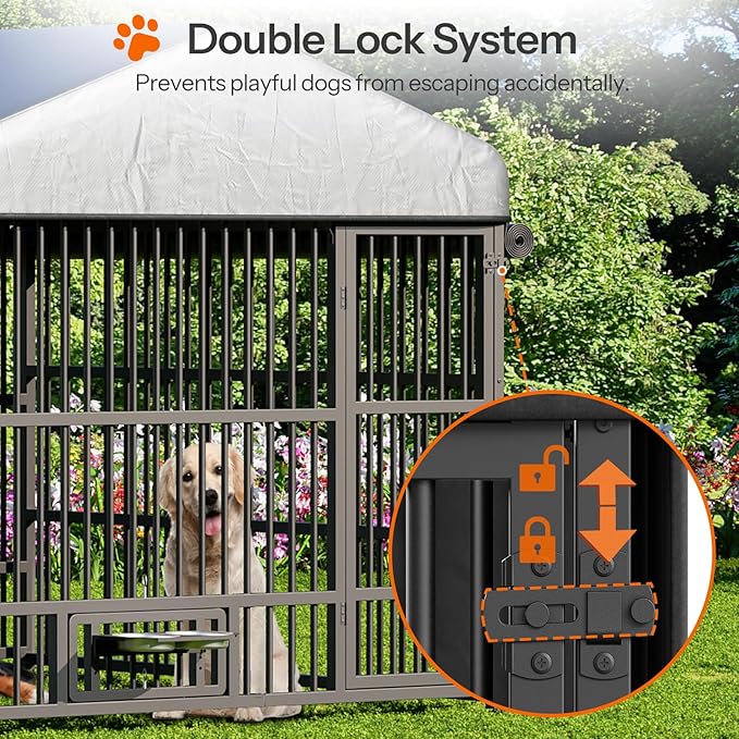 HOOBRO Dog Kennel Outdoor with Cover, 6.6 x 6.6 x 6.4 ft Dog Kennel Outside - Image 7