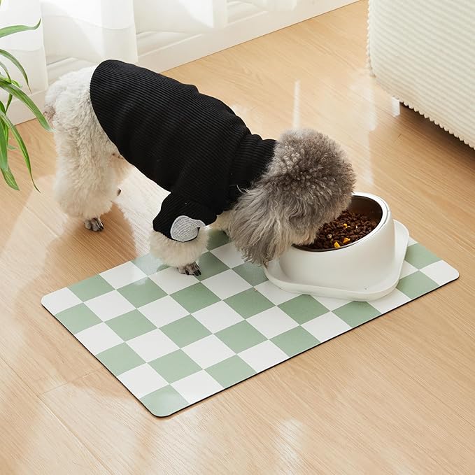 Checkered Dog Feeding Mat, Absorbent Mats - Image 3