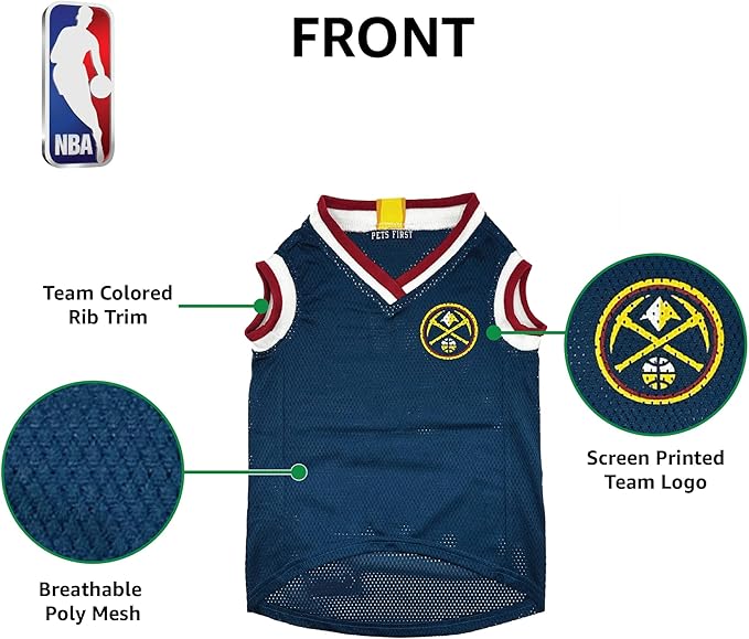 Pets First NBA Denver Nuggets Dog Jersey, Large - Image 6