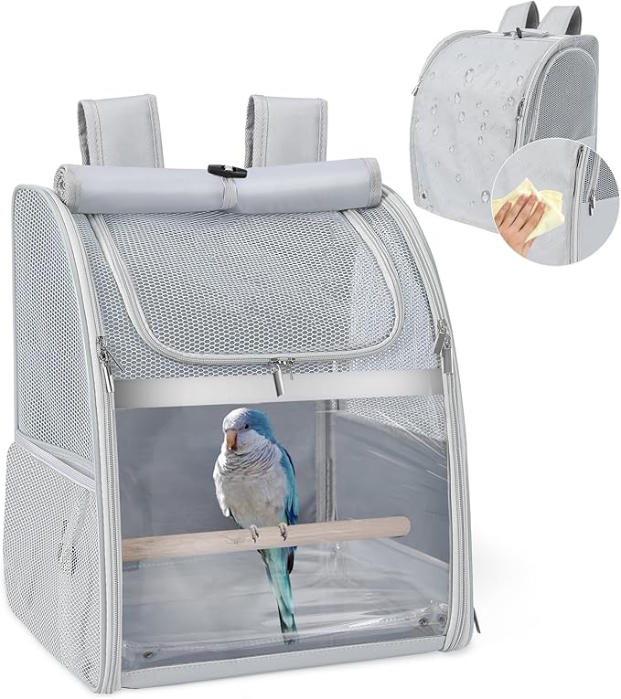 Sanmoncare Bird Backpack Carrier, Water Repellent Fabric Cockatiel Travel Bag - Image 7