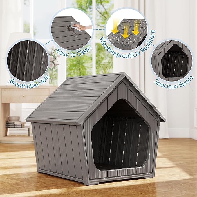 Large Dog House Outdoor Indoor for Medium Large Dogs, Durable Plastic - Image 4