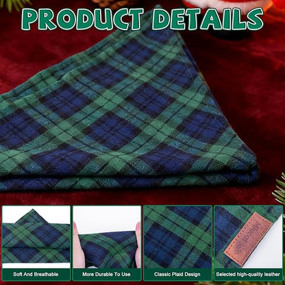 Christmas Dog Bandana & Matching Scrunchie Set – Plaid Scarf Kerchief - Image 3