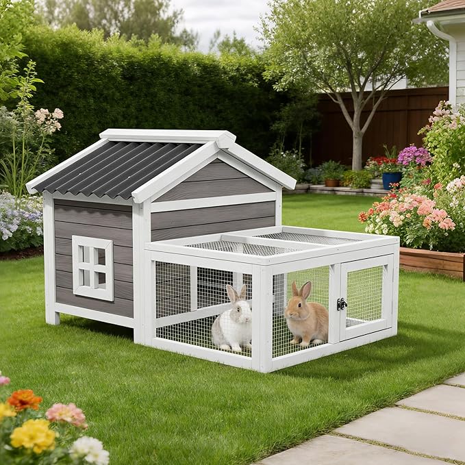 41" Rabbit Hutch, Outdoor Rabbit Cage by Unknown