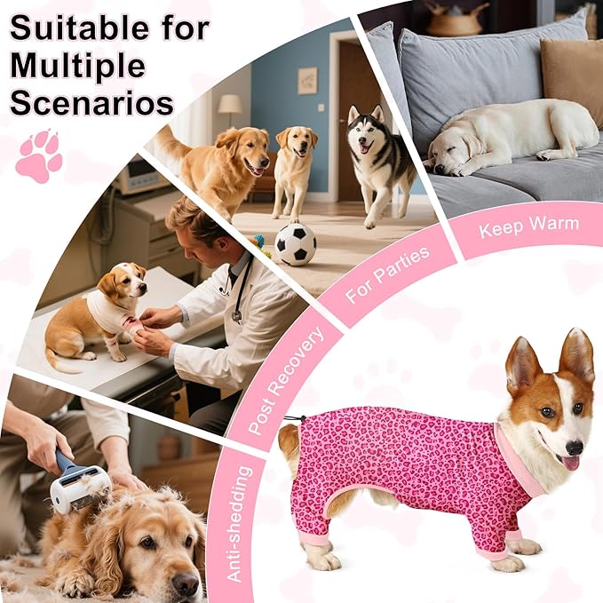 Bienbee Dog Pajamas, 4 Pack Dog Recovery Suit Shedding Suit Cute Soft Puppy - Image 7