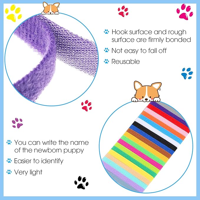 Frienda 60 Pieces Puppy Whelping Collars Newborn Pet Collars Double-Sided - Image 5