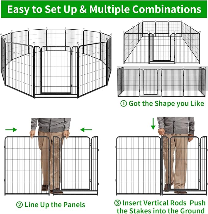 Kfvigoho Dog Playpen Outdoor Extra Wide 12 Piece Panels Heavy Duty Anti-Rust - Image 8