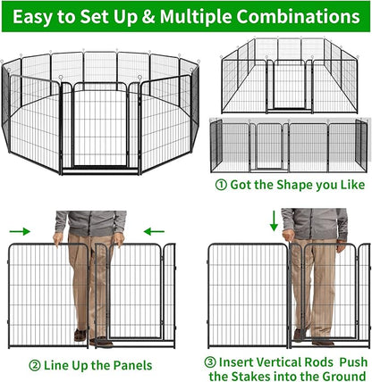 Kfvigoho Dog Playpen Outdoor Extra Wide 12 Piece Panels Heavy Duty Anti-Rust - Image 8