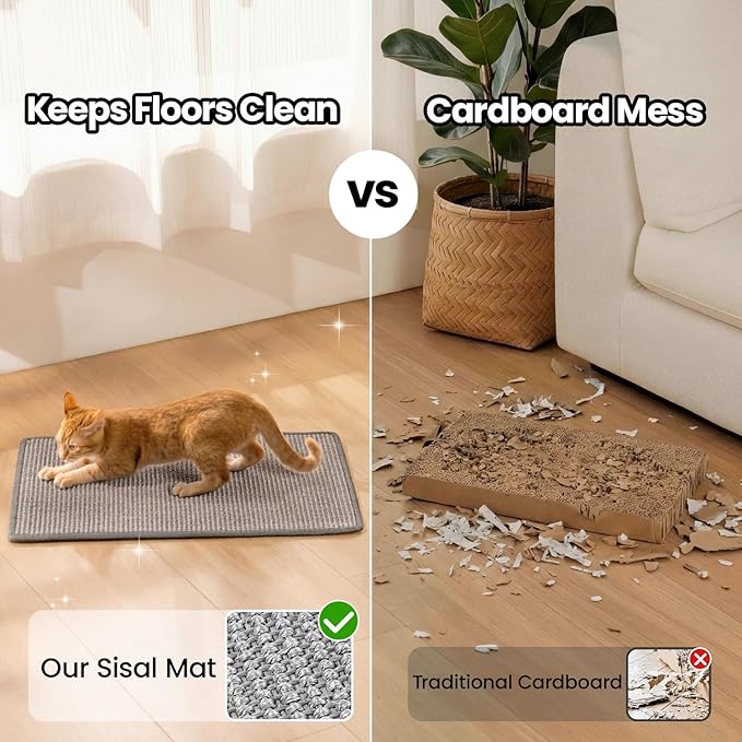 Conlun Cat Scratcher Mat, Natural Sisal Cat Scratch Pad, Horizontal Floor Cat - Image 3