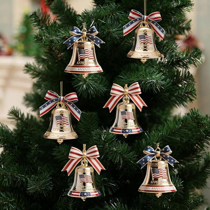 6 Pcs 250th Anniversary Liberty Bell Ornament Christmas Bell Ornaments - Image 2