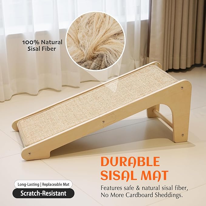 PETKARAY Cat Scratcher, Cat Sisal Scratching Ramp, L Shape Cat Scratch Pad - Image 3