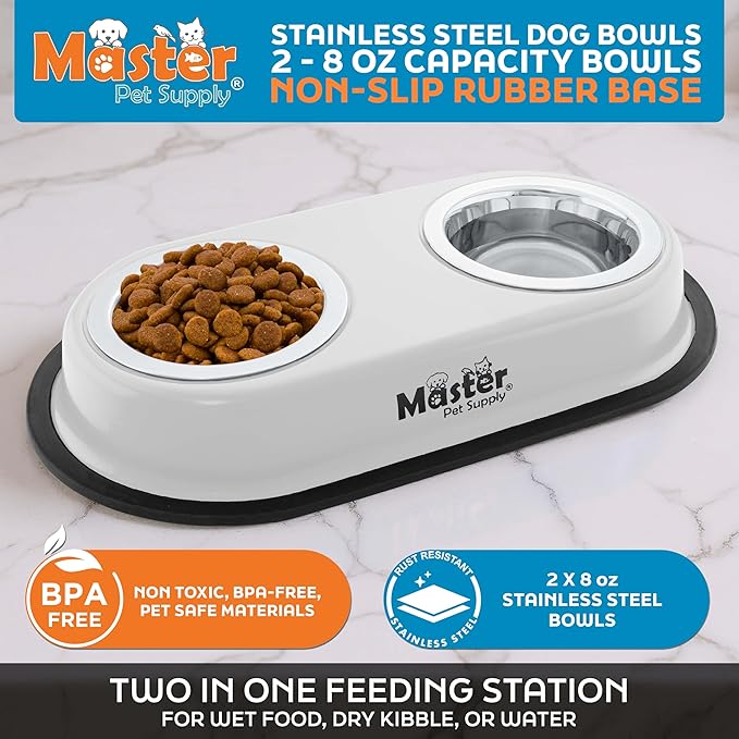 Master Pet Supply Double Dog Bowls Set - Image 2