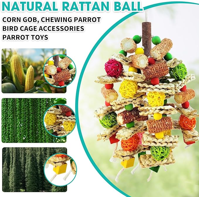 Parrot Chew Toy, Natural Material Bird Foraging Toy - Image 5