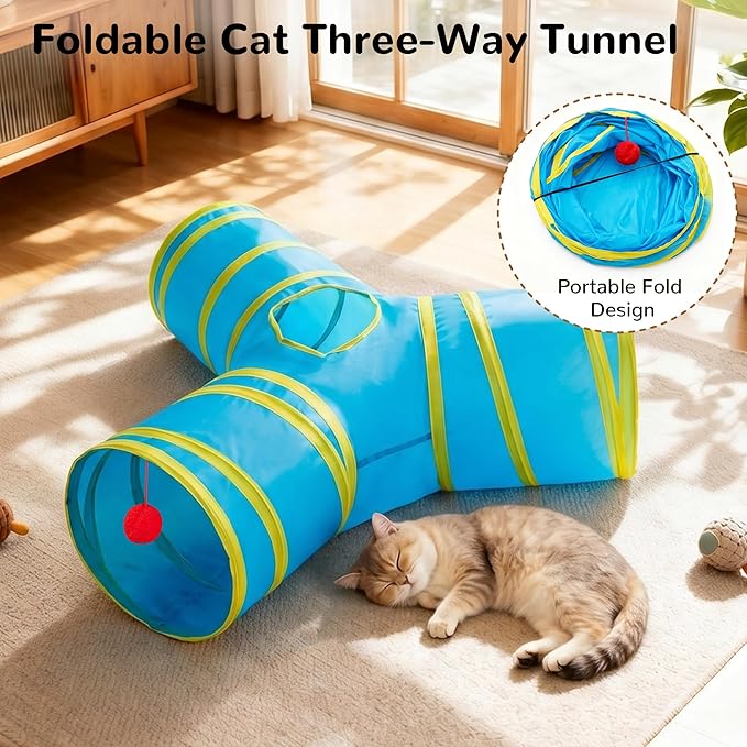 Tempcore Cat Tunnel for Indoor Cats, 3-Way Collapsible Play Tunnel - Image 6