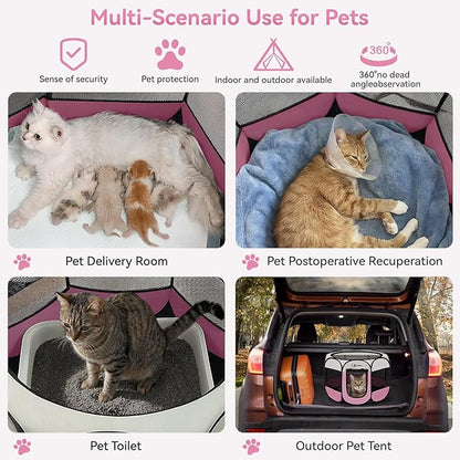 Siedihit Pink Dog Cat Playpen, Puppy Pet Playpen Indoor - Image 3