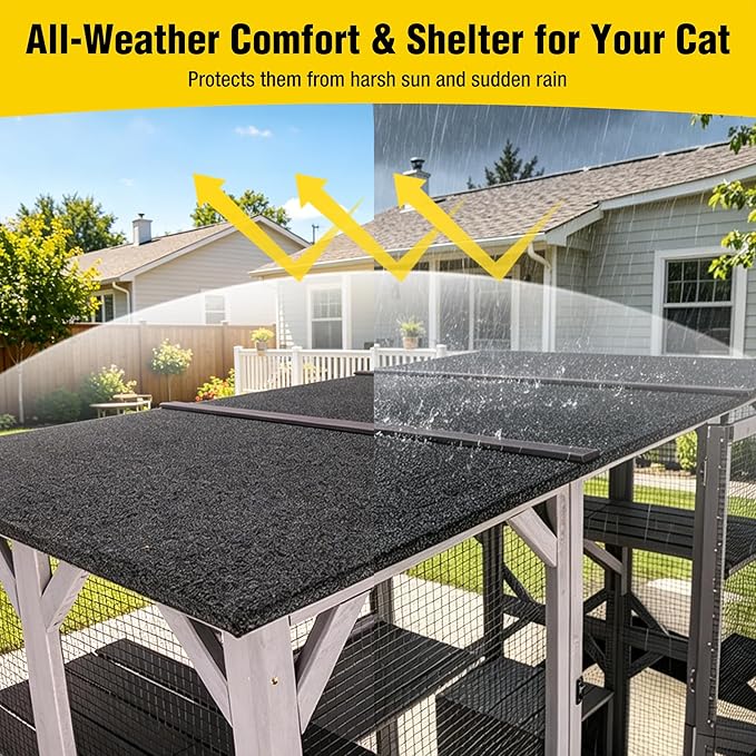 Aivituvin Walk-in Catio Outdoor Cat Enclosure, Weatherproof 3-Tier Kitty Condo - Image 4