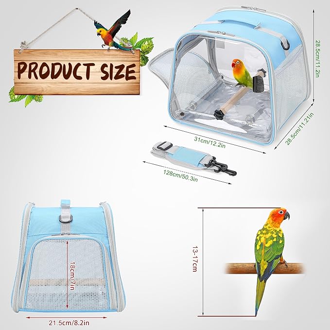 Small Bird Carrier, Large Window Travel Cage - Image 2