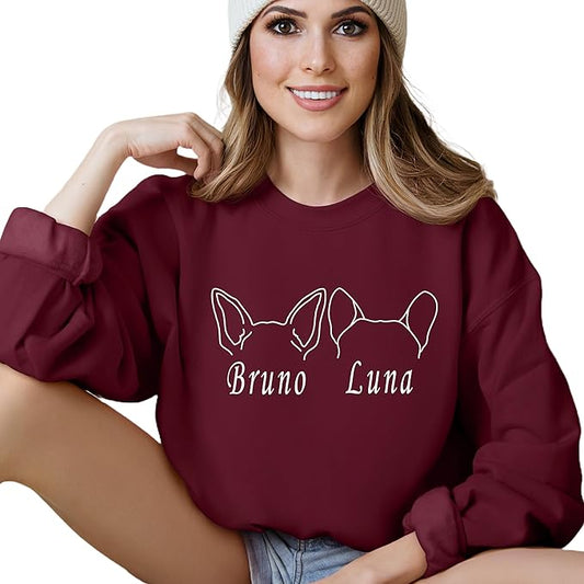 Custom Dog Mom Shirt Personalized Dog Ears Sweatshirt by CustomUnique