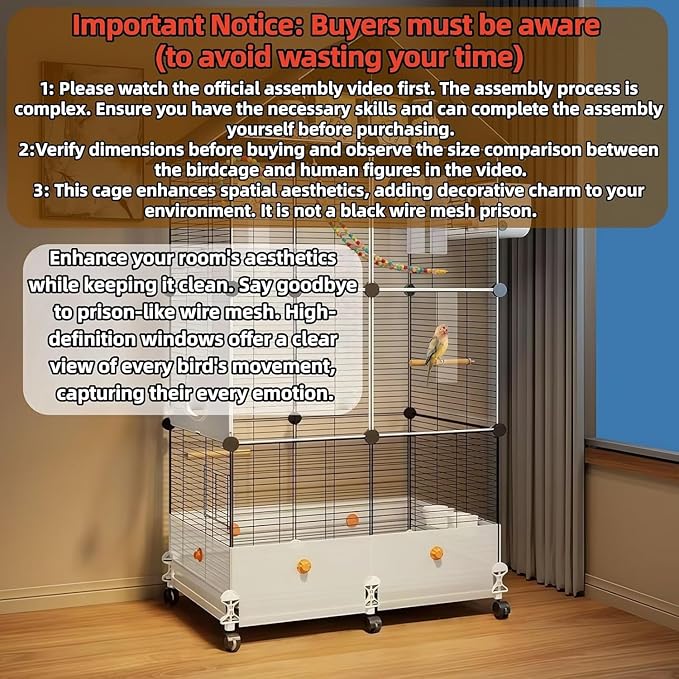 60in Large Flight Bird cage, Equipped - Image 4