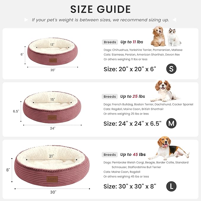 Love's cabin Round Donut Cat and Dog Cushion Bed, 20in Pet Bed - Image 4