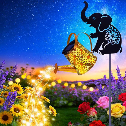 Solar Watering Can Lights, Elephant Hanging Lantern Solar Lights Outdoor by yulloyello