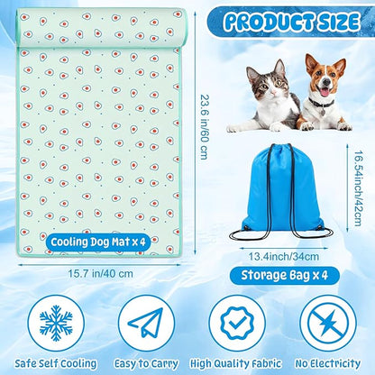 DoubleFill 4 Pack Cooling Pet Mats 15.7" x 23.6" Cooling Dog Beds - Image 2