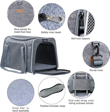 Cat Carrier - Soft-Sided Dog Pet Carrier, Portable Foldable Pet Bag up to 28 Lbs - Image 4