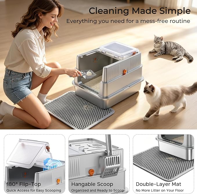 URPOWER Stainless Steel Cat Litter Box - Image 6