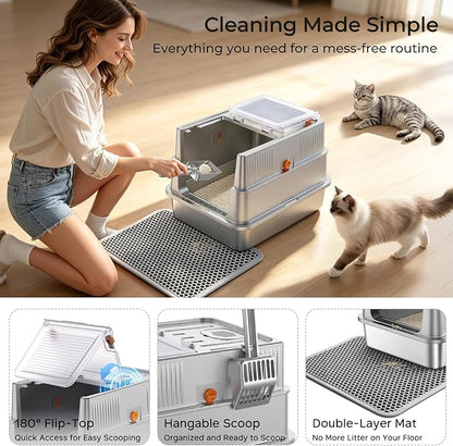URPOWER Stainless Steel Cat Litter Box - Image 6