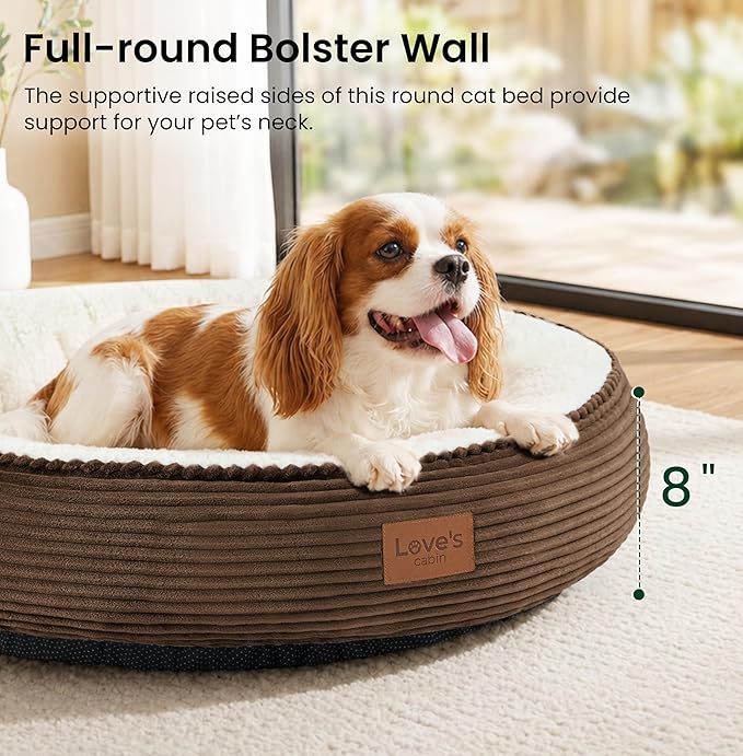 Love's cabin Round Donut Cat and Dog Cushion Bed, 30in Pet Bed - Image 6