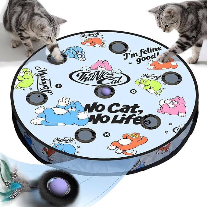 Interactive Cat Toy with Motion Activated Ball & 7 Holes Maze Mat, Hide and by Unknown