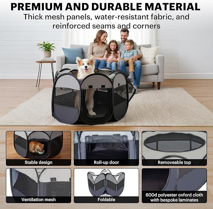LAFYETTE - USA Based, Dog Cat Playpen, Puppy Kitten Pet Playpen Indoor Outdoor - Image 4