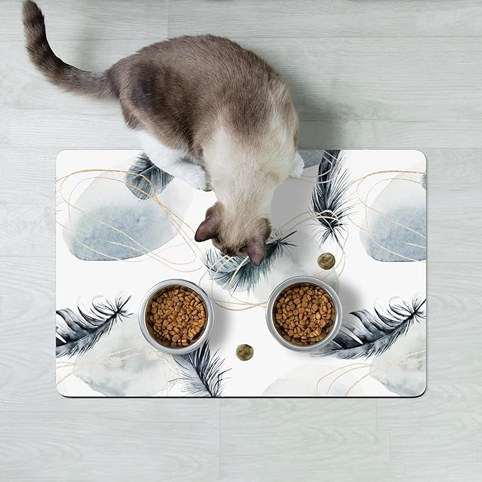 Rnivvi Dog Food Mat, Cute Anti-Slip Rubber Pet Feeding Rug Protect Floors - Image 7