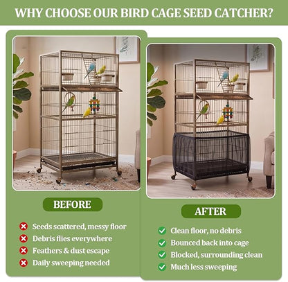 Bird Cage Cover, Bird Cage Seed Catcher, Durable Airy Nylon Mesh Net, - Image 4